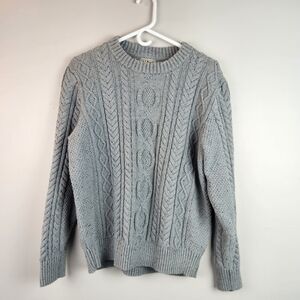 Women's Signature Organic Cotton Fisherman Sweater, Crewneck Speckled Grey